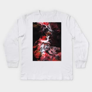 Acrylic Pour Red Gold Dragon Kids Long Sleeve T-Shirt